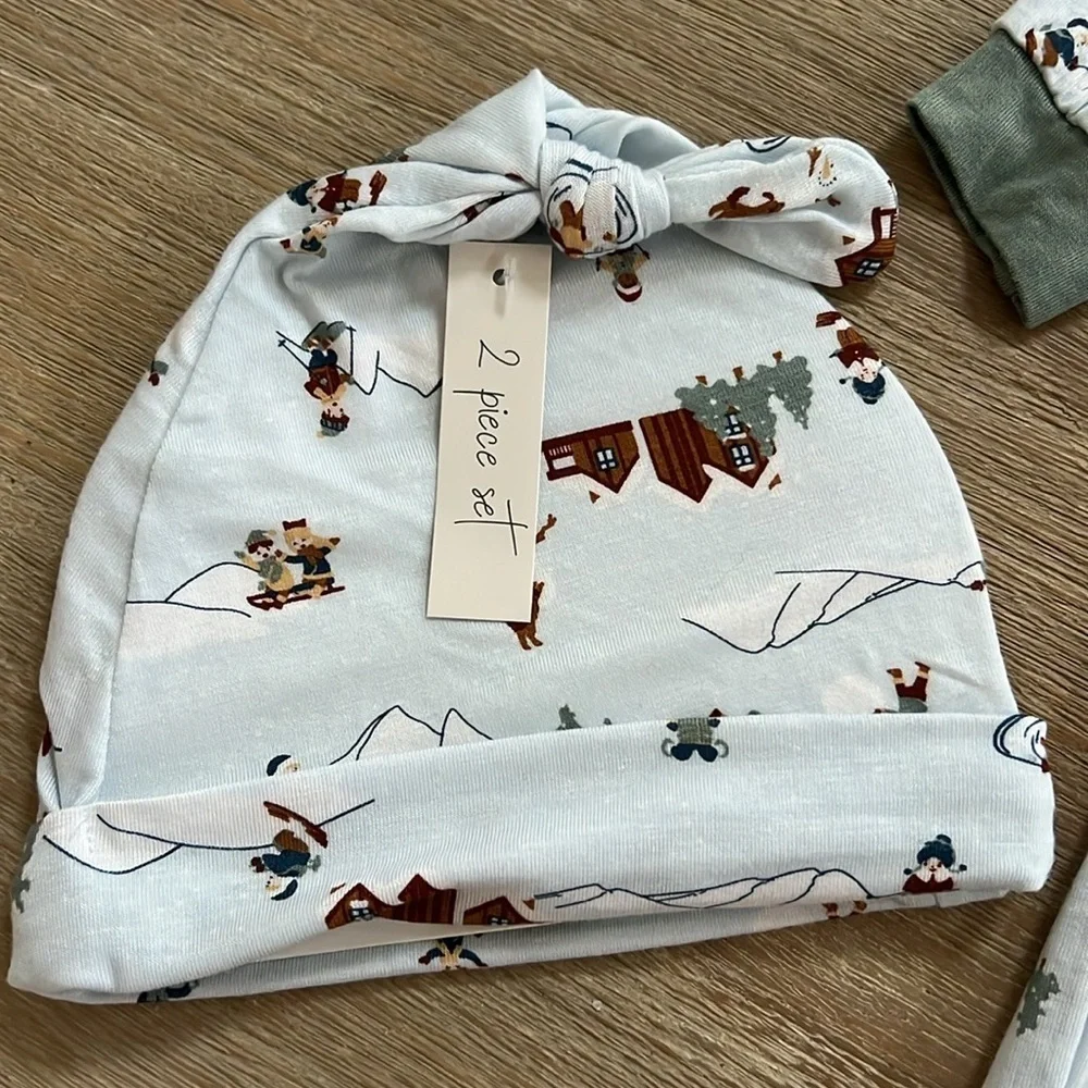 Milkberry Baby Boy Bamboo Footie Sleeper 3-6 6-9 months Winter Sports